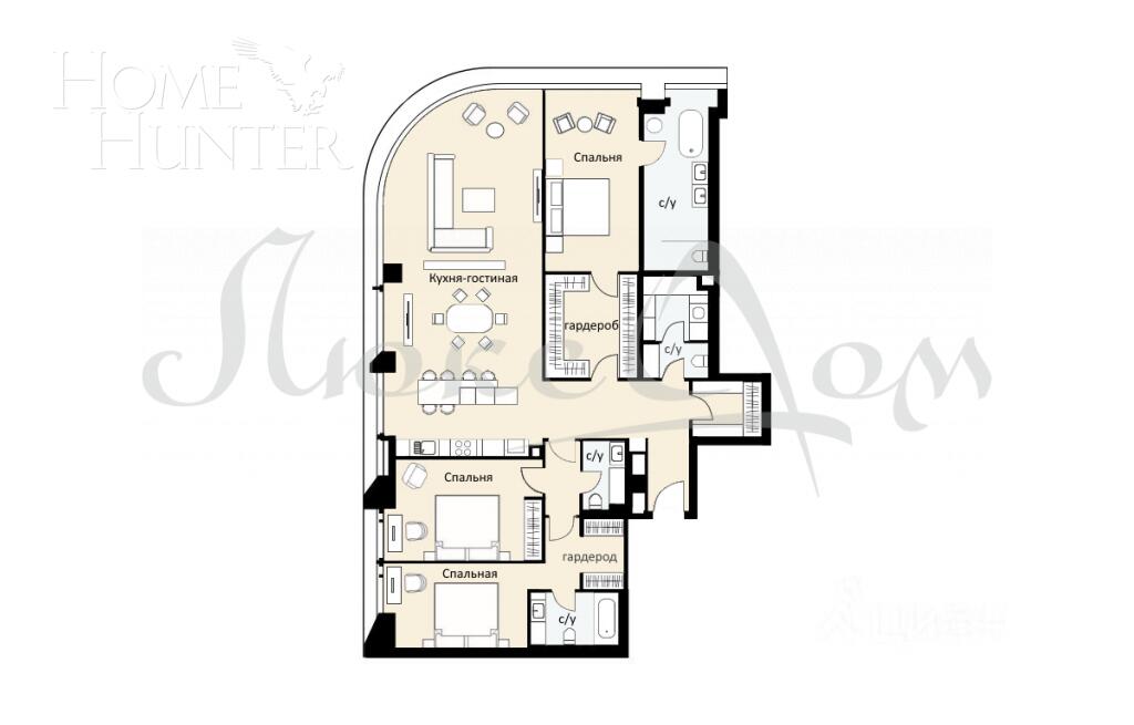 4-КОМН. КВАРТИРА С ОТДЕЛКОЙ 182 М² НА 2 ЭТАЖЕ