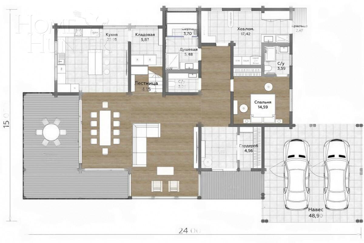 2-этажный коттедж 354 м² с отделкой