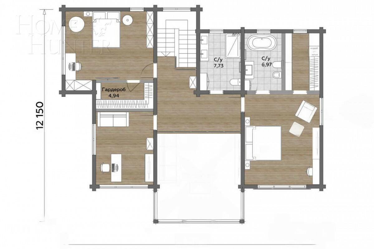 2-этажный коттедж 354 м² с отделкой
