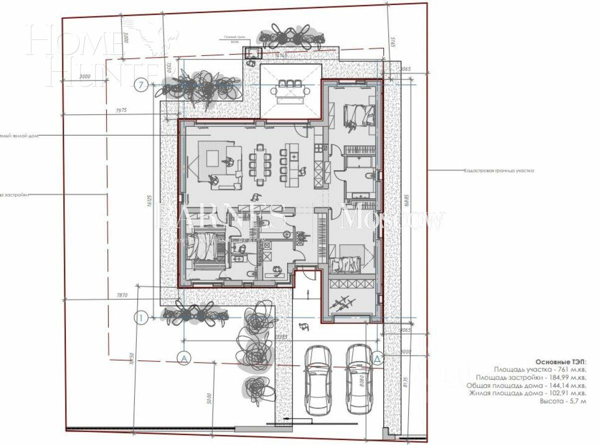 1-этажный коттедж 160 м² без отделки