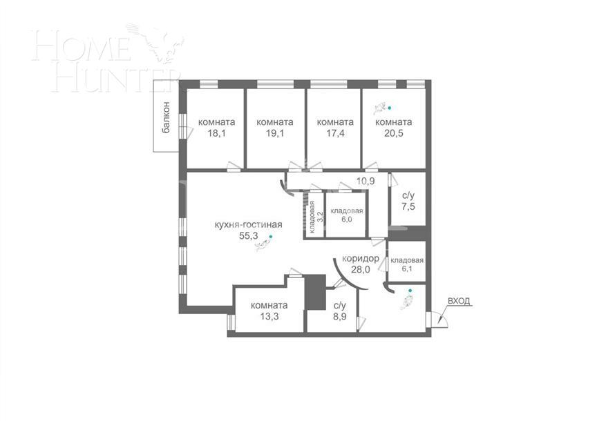5-КОМН. КВАРТИРА БЕЗ ОТДЕЛКИ 214.3 М² НА 15 ЭТАЖЕ