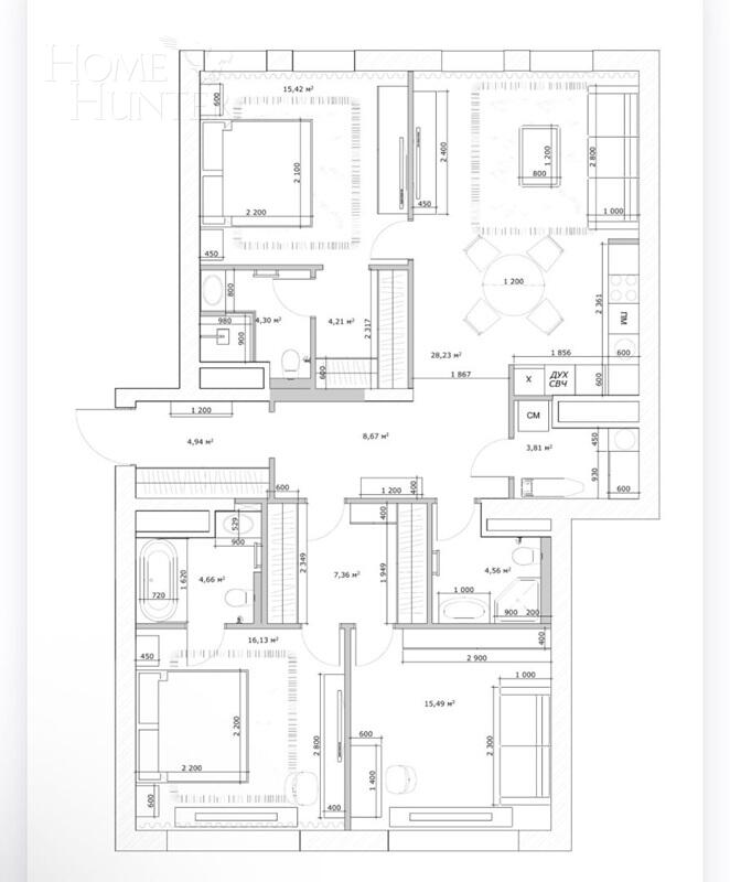 4-КОМН. КВАРТИРА БЕЗ ОТДЕЛКИ 125 М² НА 3 ЭТАЖЕ