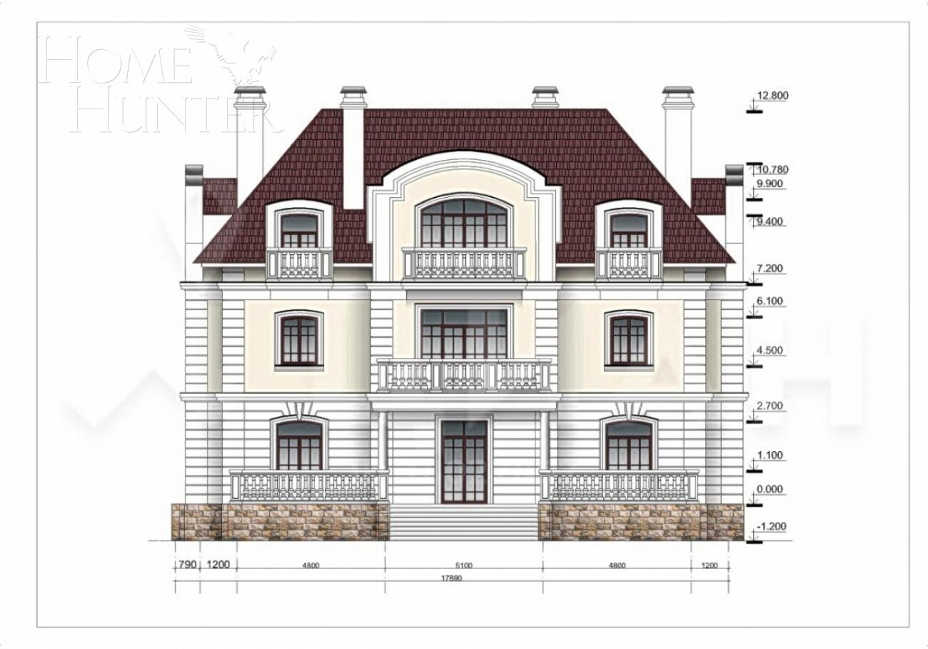 2-этажный коттедж 900 м² без отделки