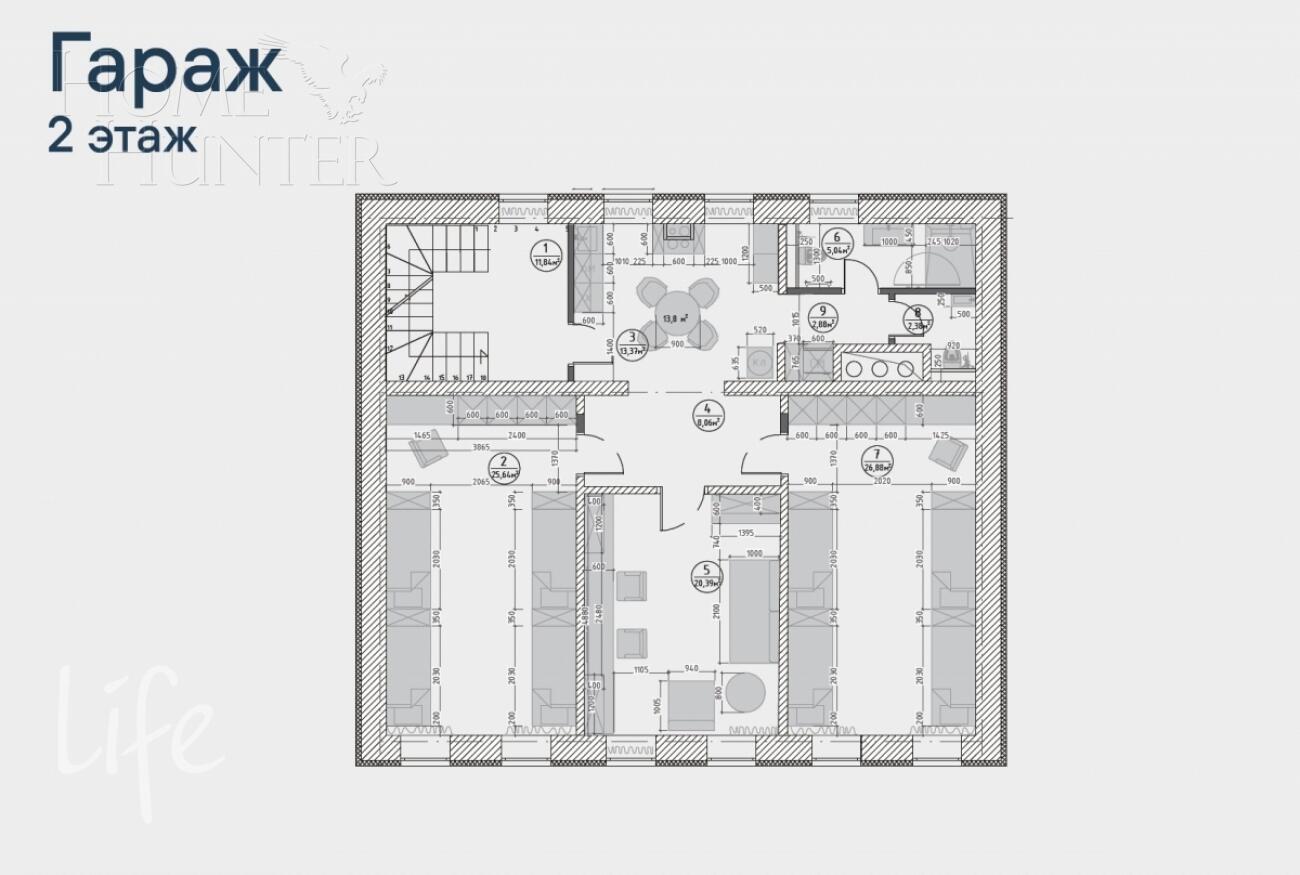 2-этажный коттедж 1 269 м² без отделки