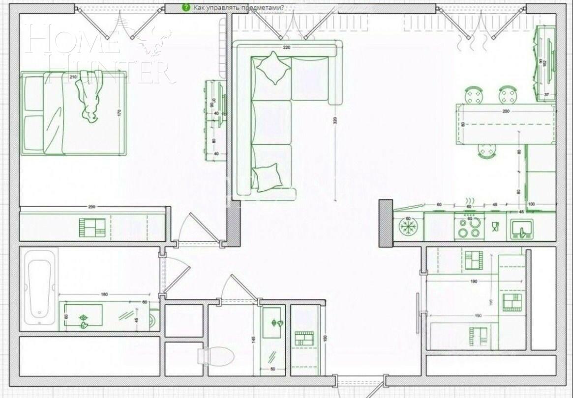 2-КОМН. КВАРТИРА С ОТДЕЛКОЙ 68.7 М² НА 3 ЭТАЖЕ