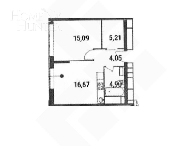 1-КОМН. КВАРТИРА БЕЗ ОТДЕЛКИ 46 М² НА 43 ЭТАЖЕ