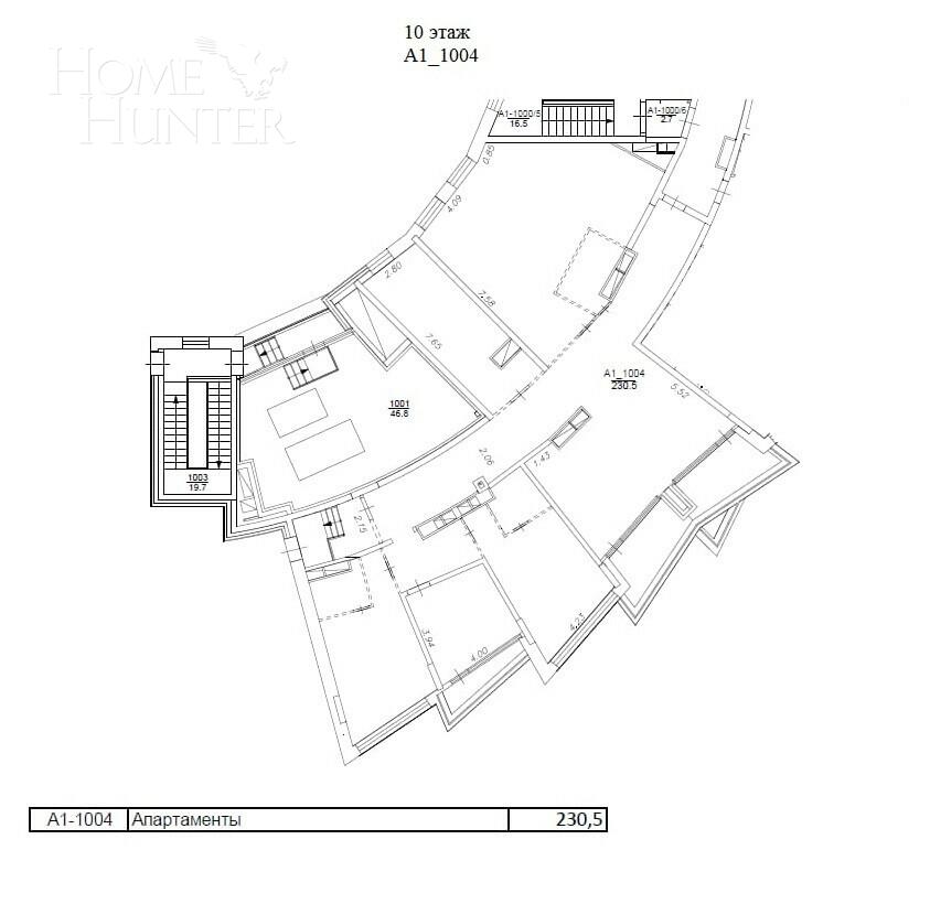 5-КОМН. АПАРТАМЕНТЫ БЕЗ ОТДЕЛКИ 230.52 М² НА 10 ЭТАЖЕ