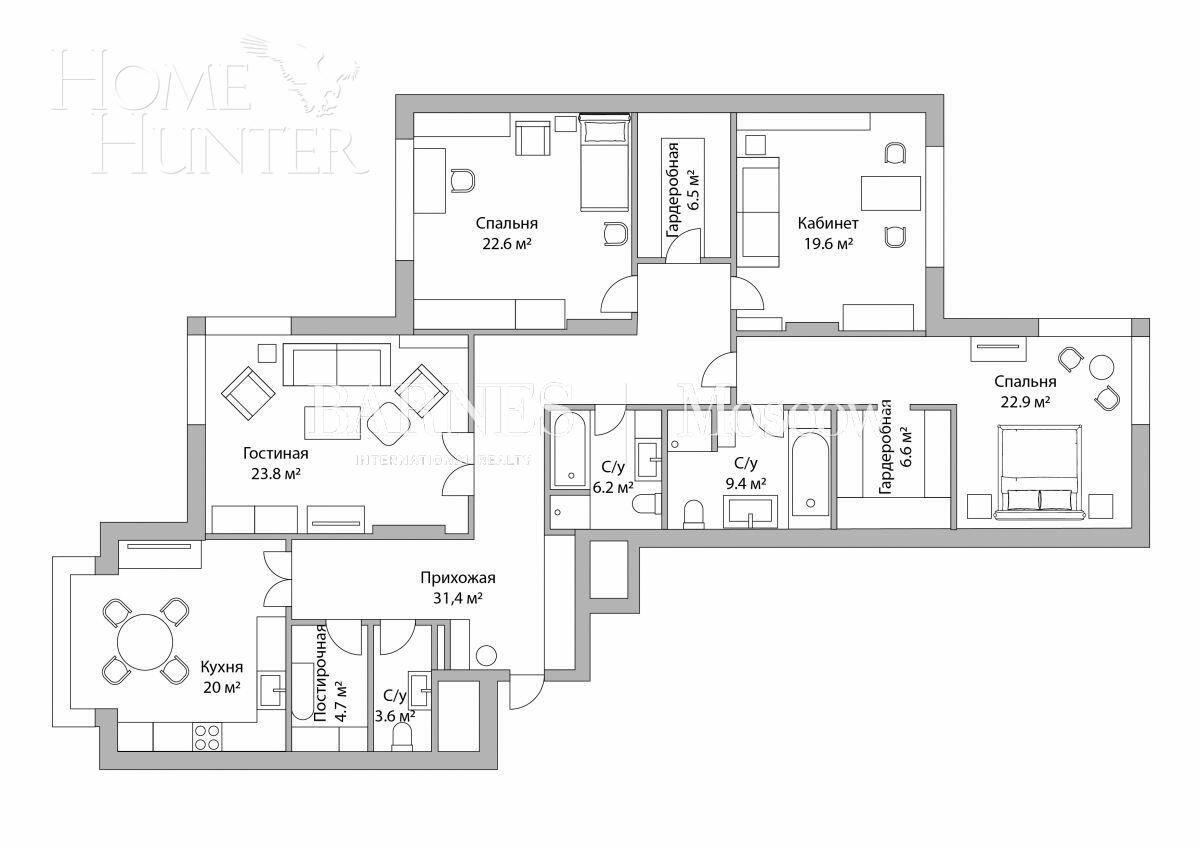 4-КОМН. КВАРТИРА С ОТДЕЛКОЙ 177.6 М² НА 10 ЭТАЖЕ