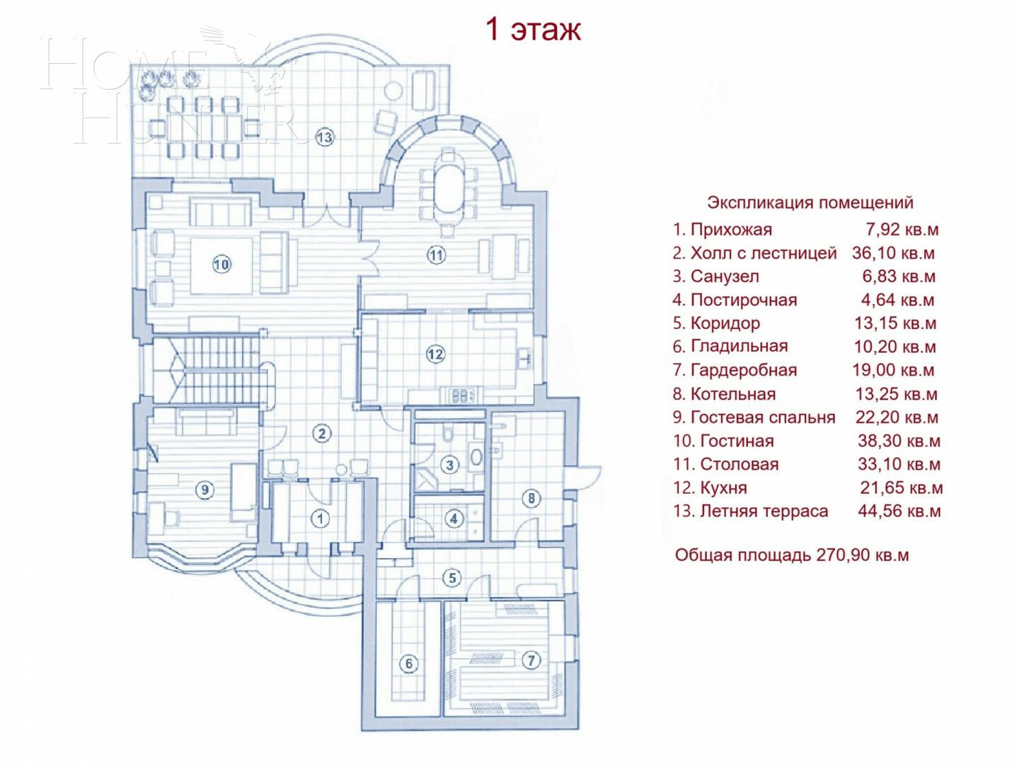 2-этажный коттедж 495 м² с отделкой