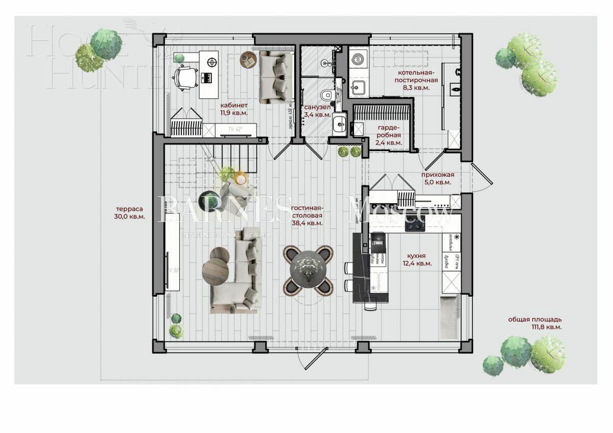 2-этажный коттедж 205 м² без отделки