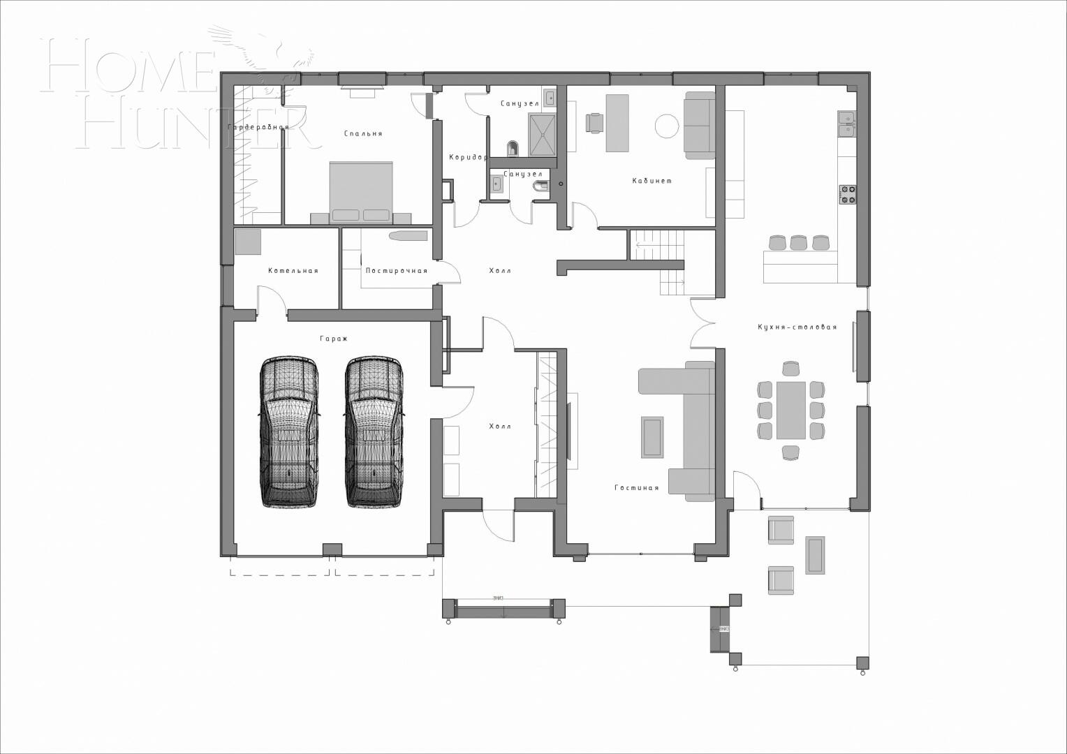 2-этажный коттедж 540 м² с отделкой