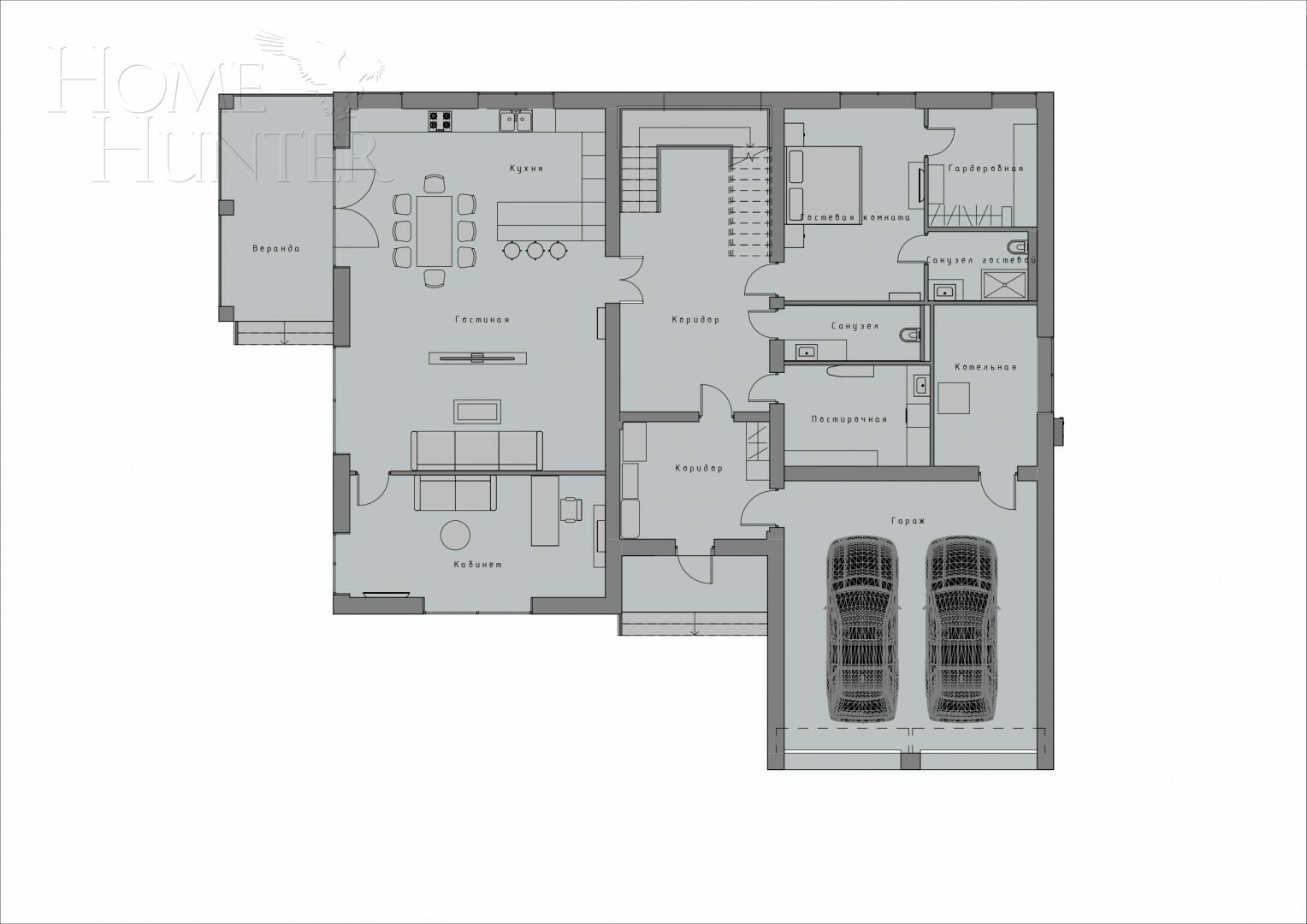 2-этажный коттедж 484.1 м² с отделкой