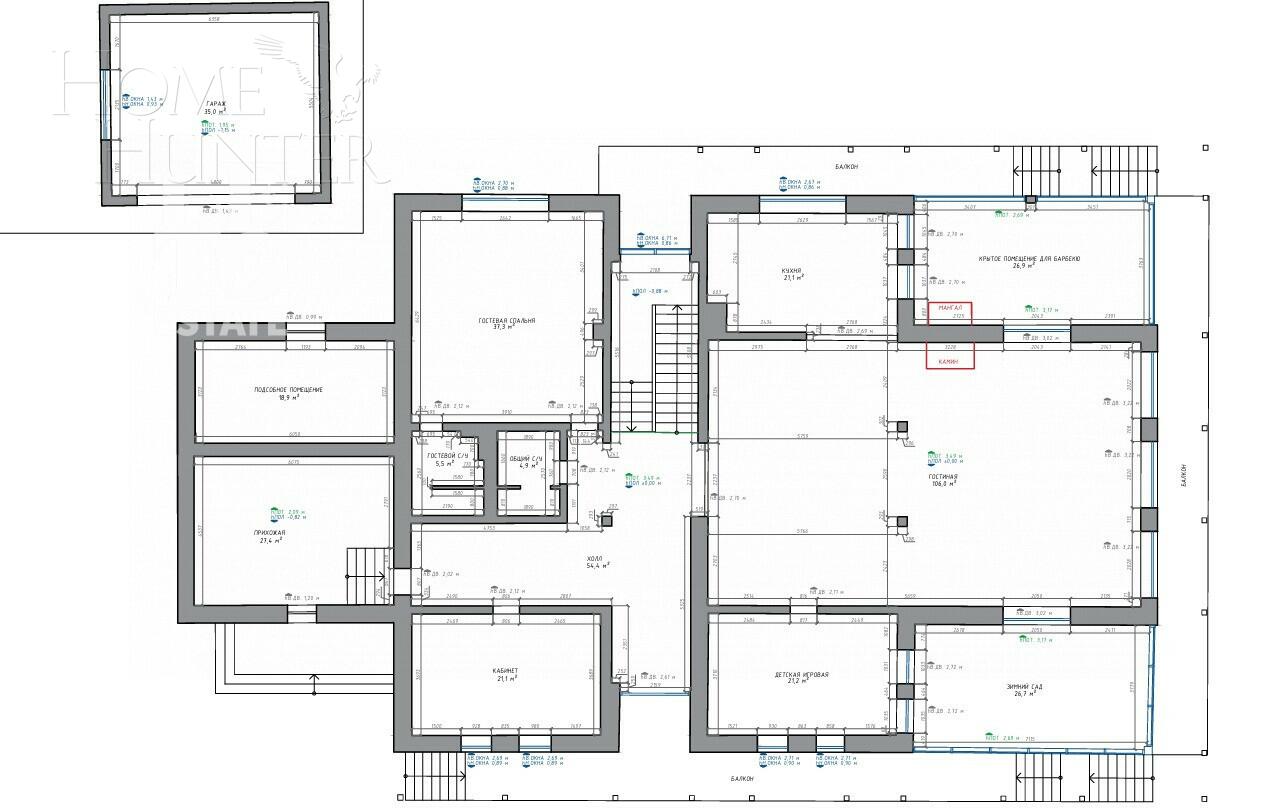 2-этажный коттедж 950 м² с отделкой