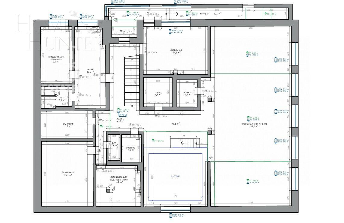 2-этажный коттедж 950 м² с отделкой