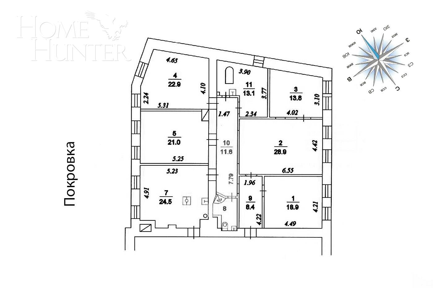 6-КОМН. КВАРТИРА БЕЗ ОТДЕЛКИ 166.8 М² НА 4 ЭТАЖЕ
