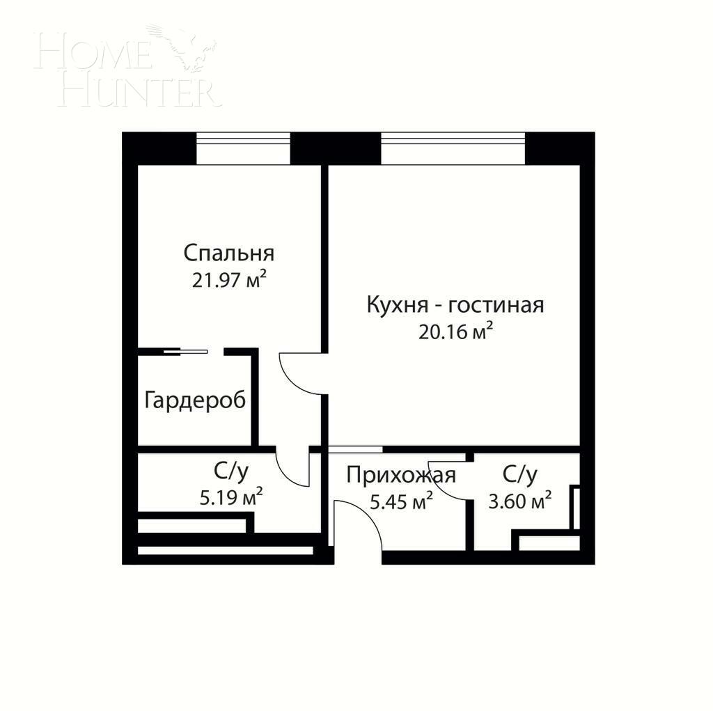 2-КОМН. КВАРТИРА БЕЗ ОТДЕЛКИ 66 М² НА 3 ЭТАЖЕ