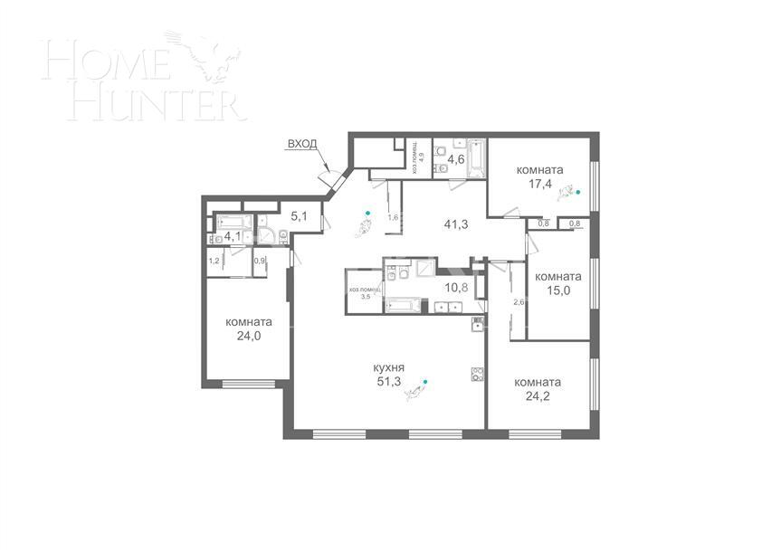 5-КОМН. КВАРТИРА С ОТДЕЛКОЙ 204.2 М² НА 3 ЭТАЖЕ