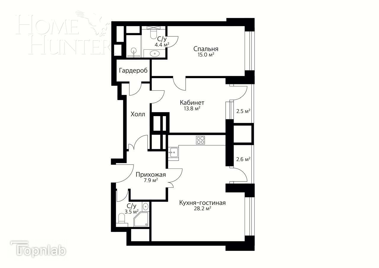 3-КОМН. КВАРТИРА С ОТДЕЛКОЙ 81.4 М² НА 8 ЭТАЖЕ