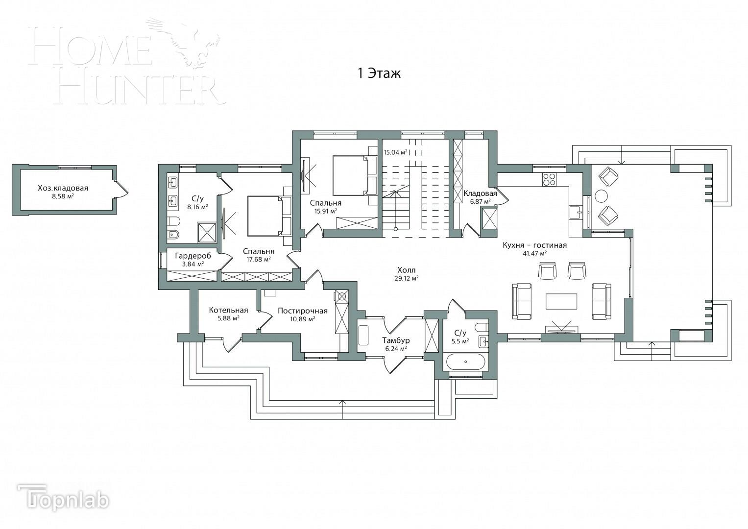 2-этажный коттедж 360 м² без отделки