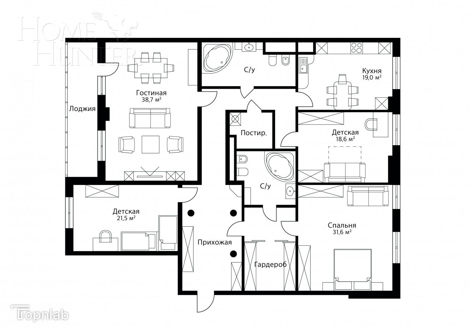 4-КОМН. КВАРТИРА С ОТДЕЛКОЙ 199 М² НА 4 ЭТАЖЕ