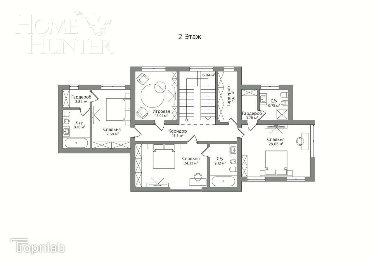 2-этажный коттедж 360 м² без отделки