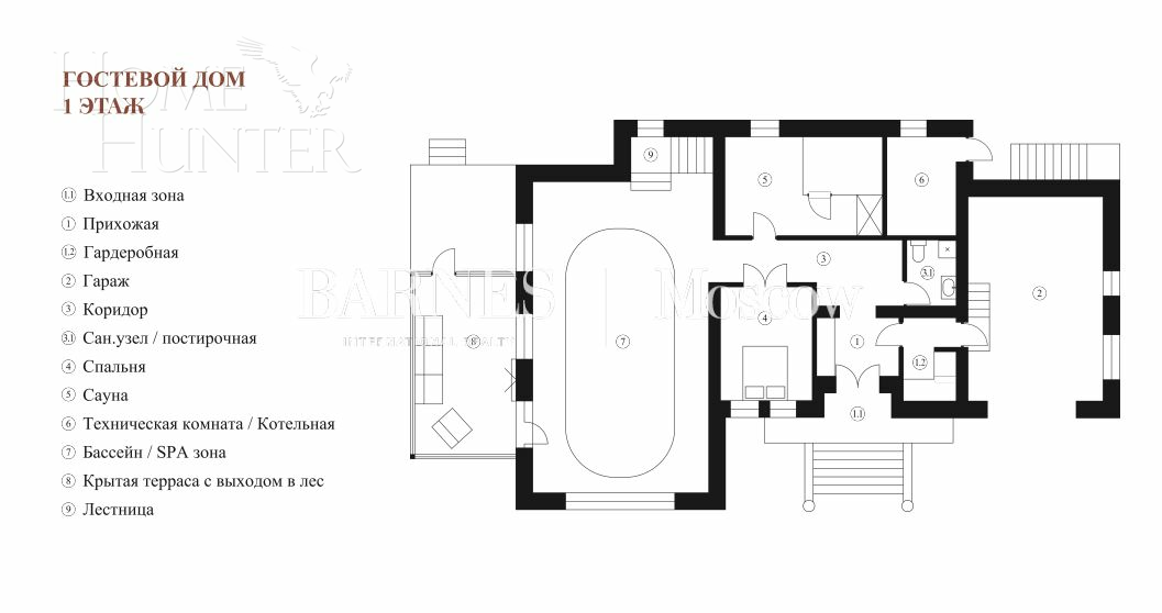 2-этажный коттедж 1 250 м² с отделкой