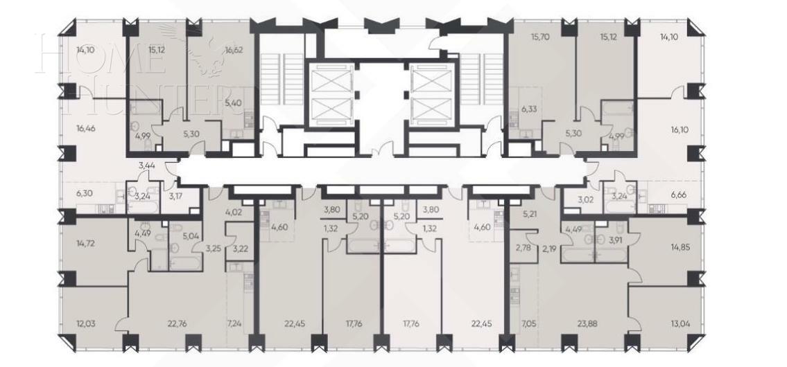 2-КОМН. КВАРТИРА БЕЗ ОТДЕЛКИ 49 М² НА 16 ЭТАЖЕ