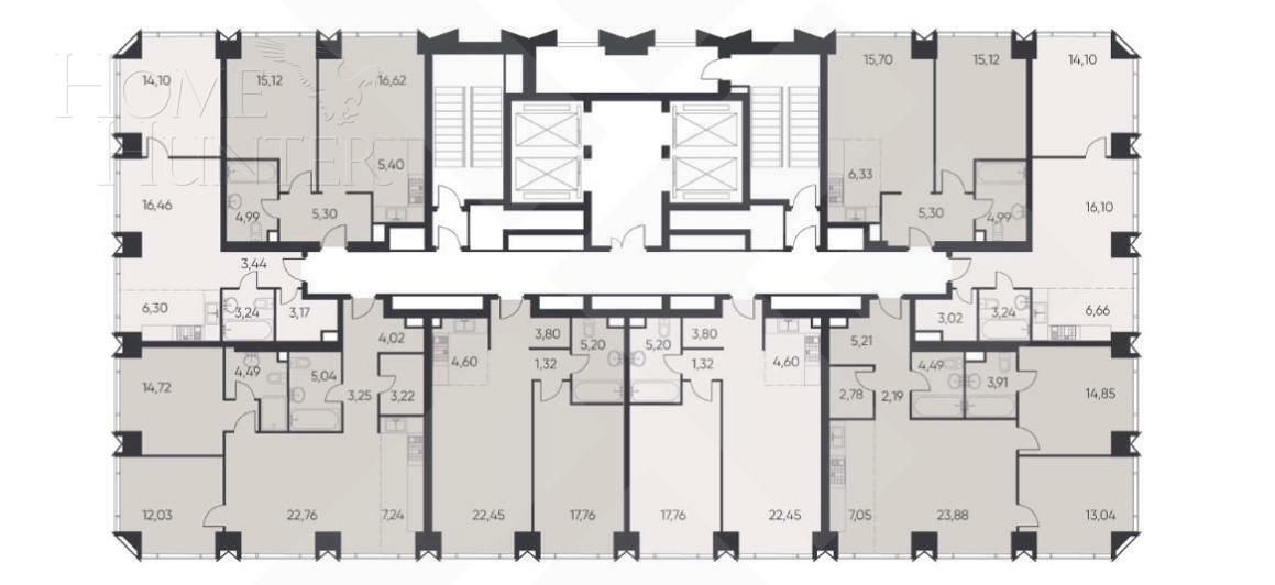 2-КОМН. КВАРТИРА БЕЗ ОТДЕЛКИ 56.8 М² НА 29 ЭТАЖЕ