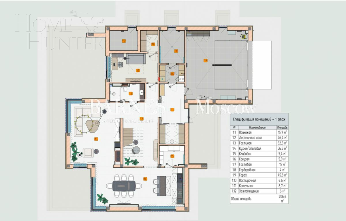 2-этажный коттедж 520 м² без отделки