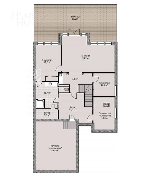 2-этажный коттедж 625 м² без отделки
