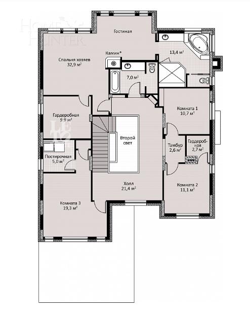 2-этажный коттедж 625 м² без отделки