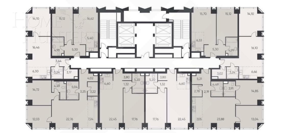 2-КОМН. КВАРТИРА БЕЗ ОТДЕЛКИ 49 М² НА 19 ЭТАЖЕ