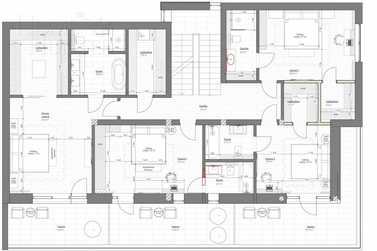 3-этажный коттедж 630 м² с отделкой