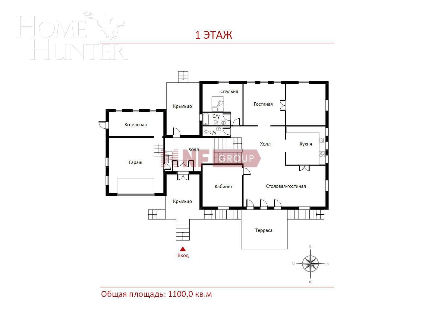 2-этажный коттедж 1 320 м² без отделки