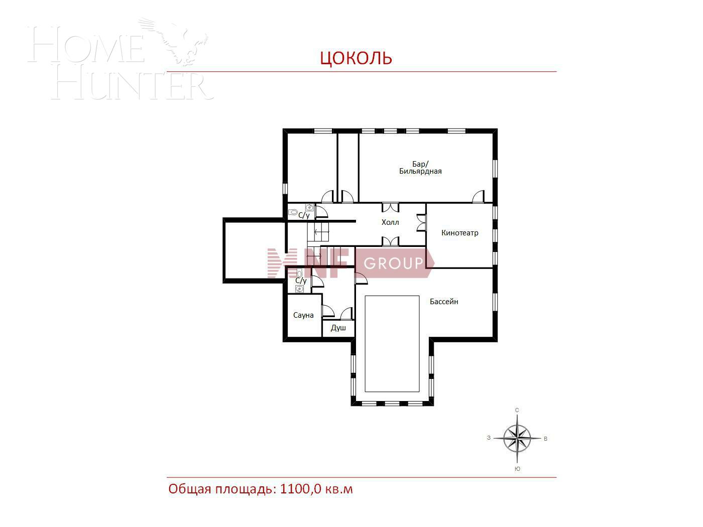2-этажный коттедж 1 320 м² без отделки