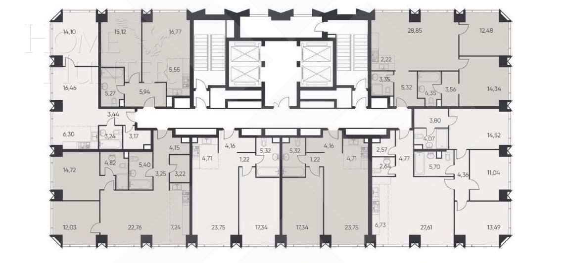 2-КОМН. КВАРТИРА С ОТДЕЛКОЙ 57.2 М² НА 27 ЭТАЖЕ