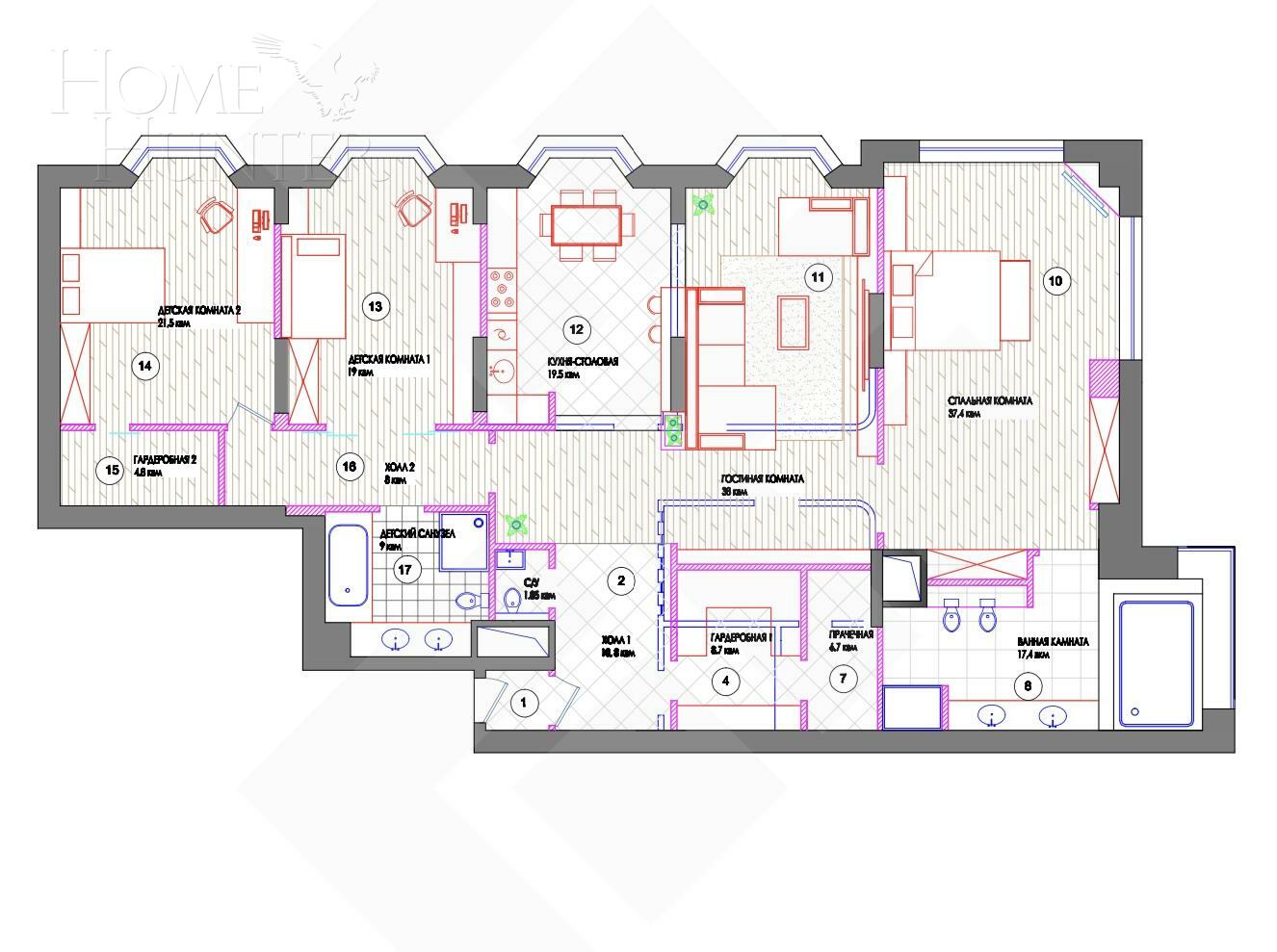 4-КОМН. КВАРТИРА С ОТДЕЛКОЙ 210 М² НА 35 ЭТАЖЕ