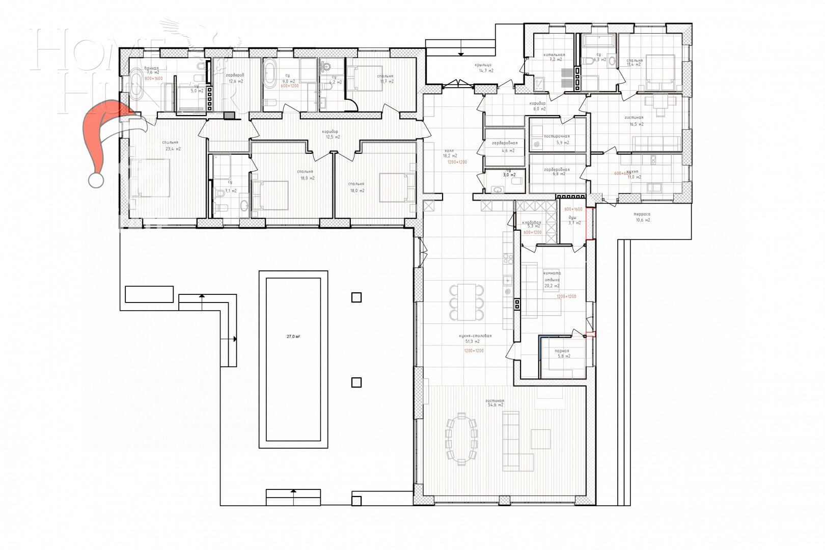 1-этажный коттедж 440 м² с отделкой