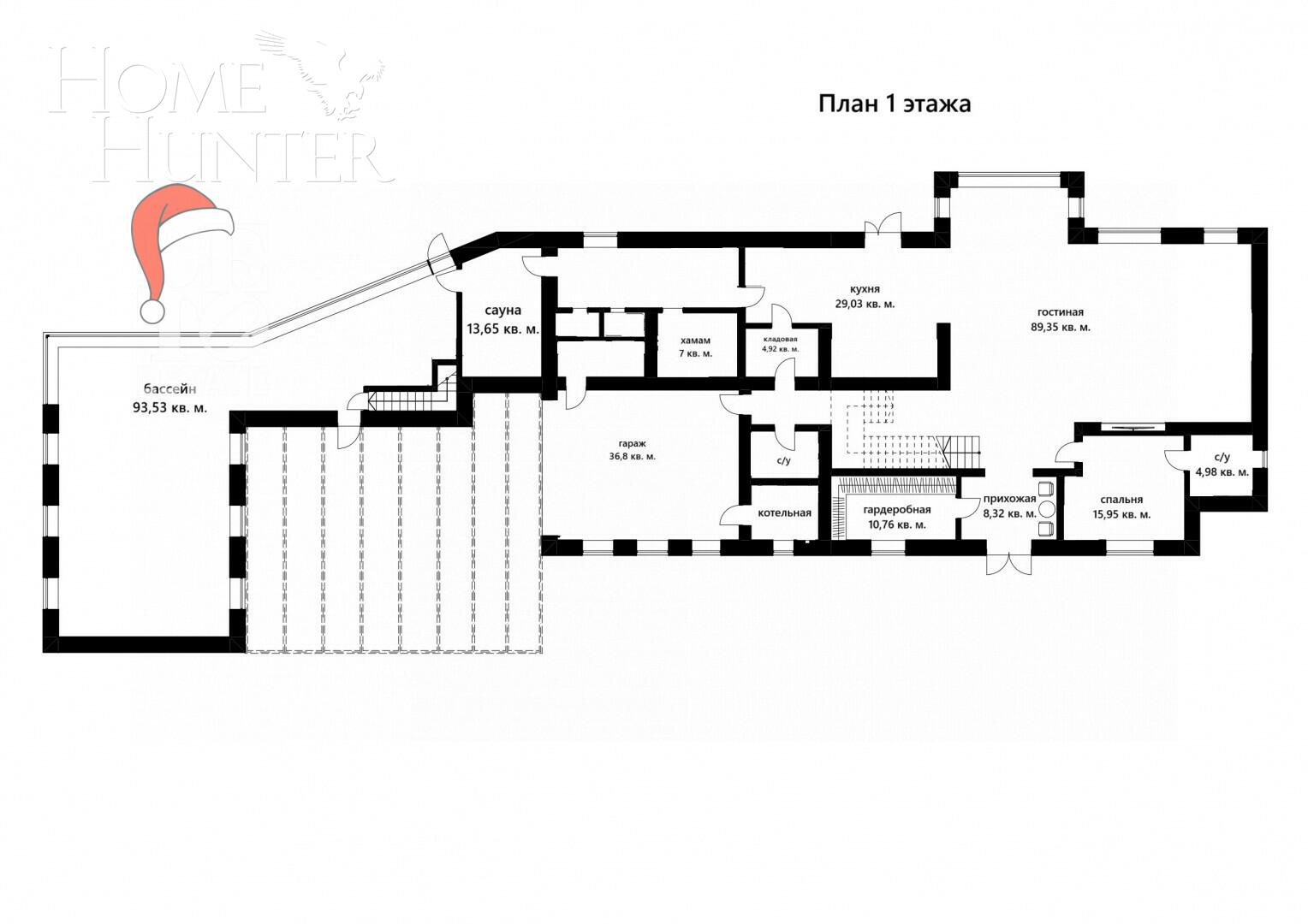 2-этажный коттедж 750 м² без отделки