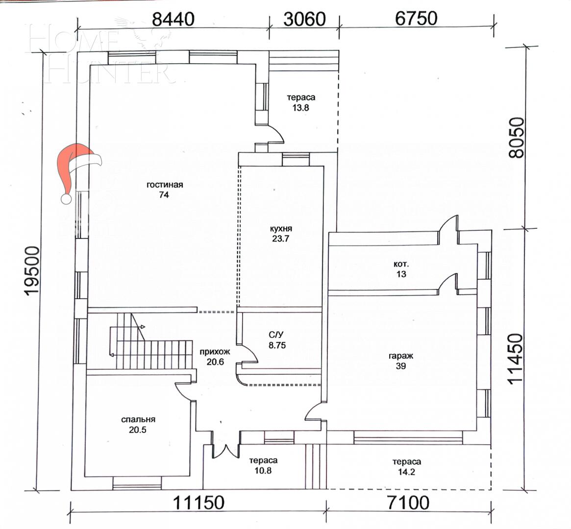 2-этажный коттедж 500 м² без отделки