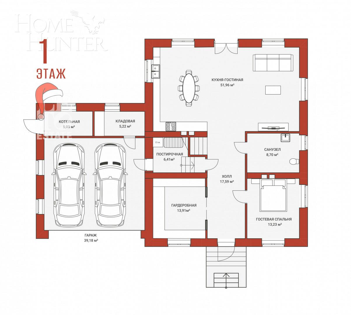 2-этажный коттедж 320 м² без отделки