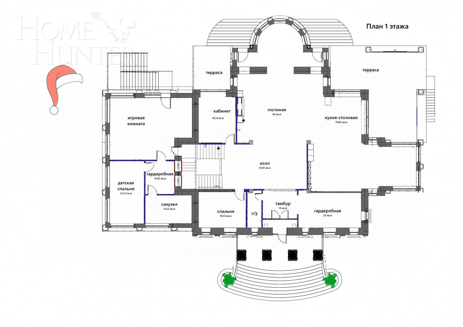 2-этажный коттедж 1 320 м² без отделки