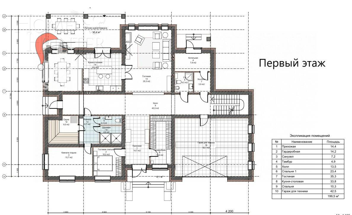 2-этажный коттедж 480 м² без отделки