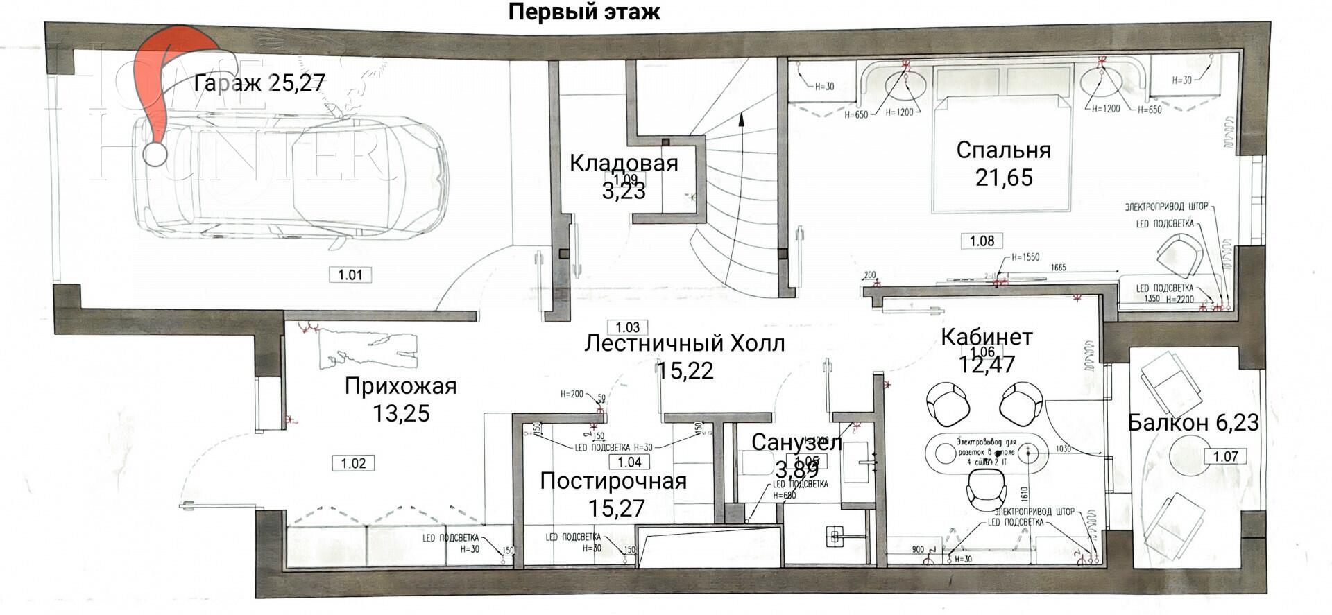 4-этажный таунхаус 395 м² без отделки