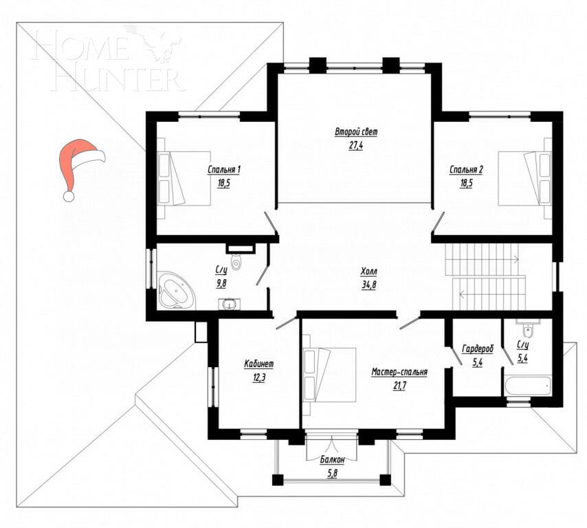 2-этажный коттедж 305 м² без отделки