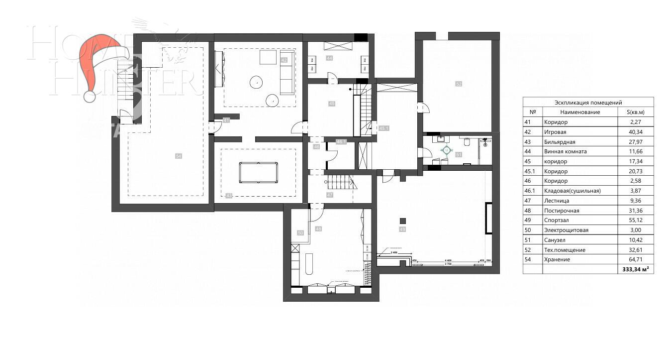 2-этажный коттедж 1 150 м² без отделки