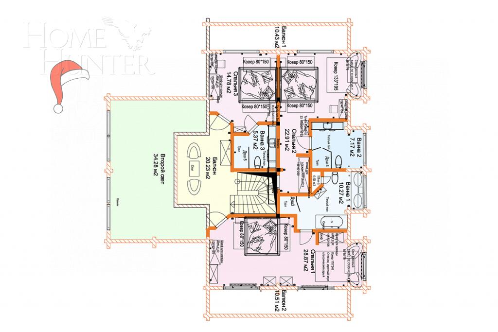 2-этажный коттедж 400 м² с отделкой