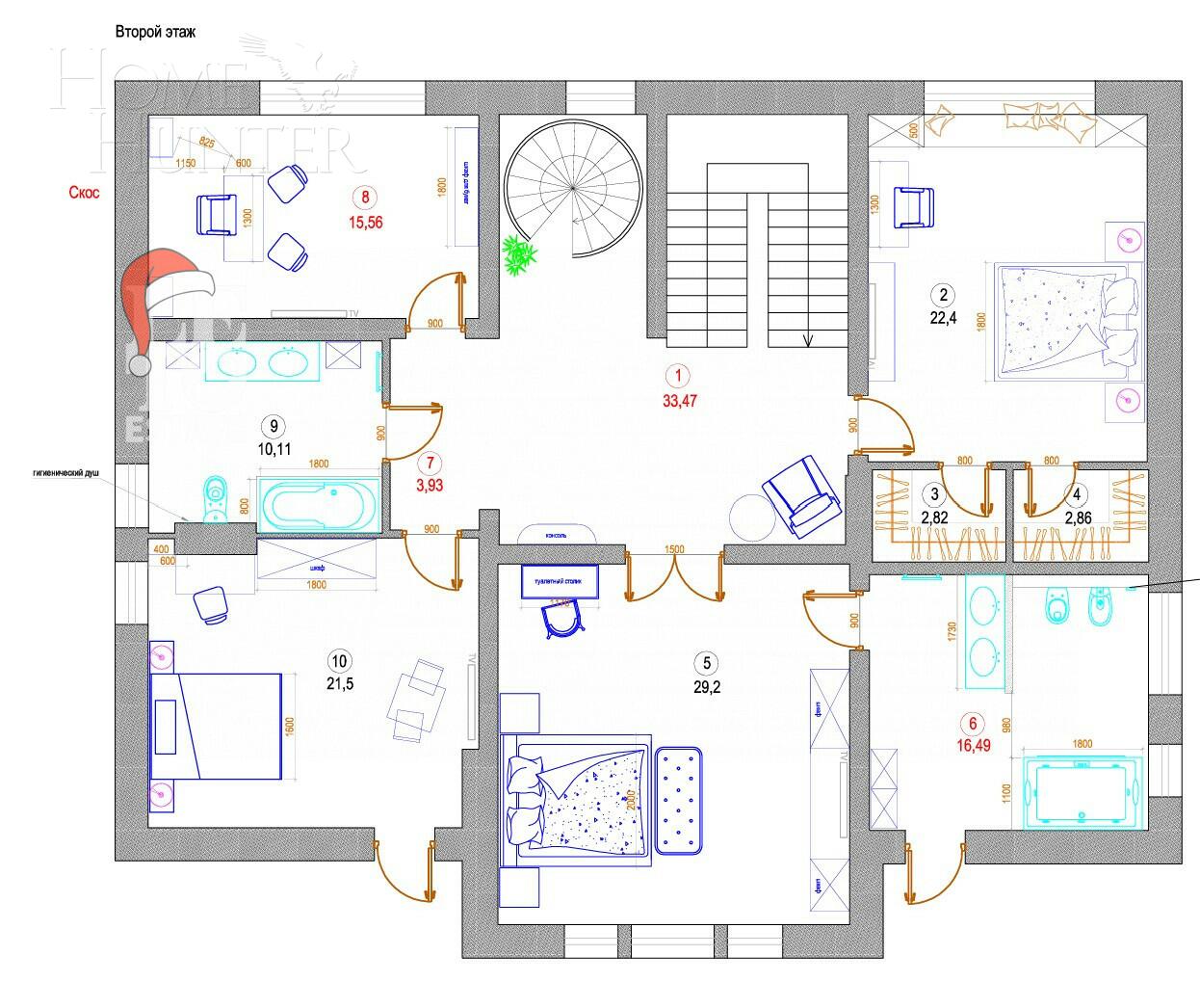 2-этажный коттедж 500 м² без отделки