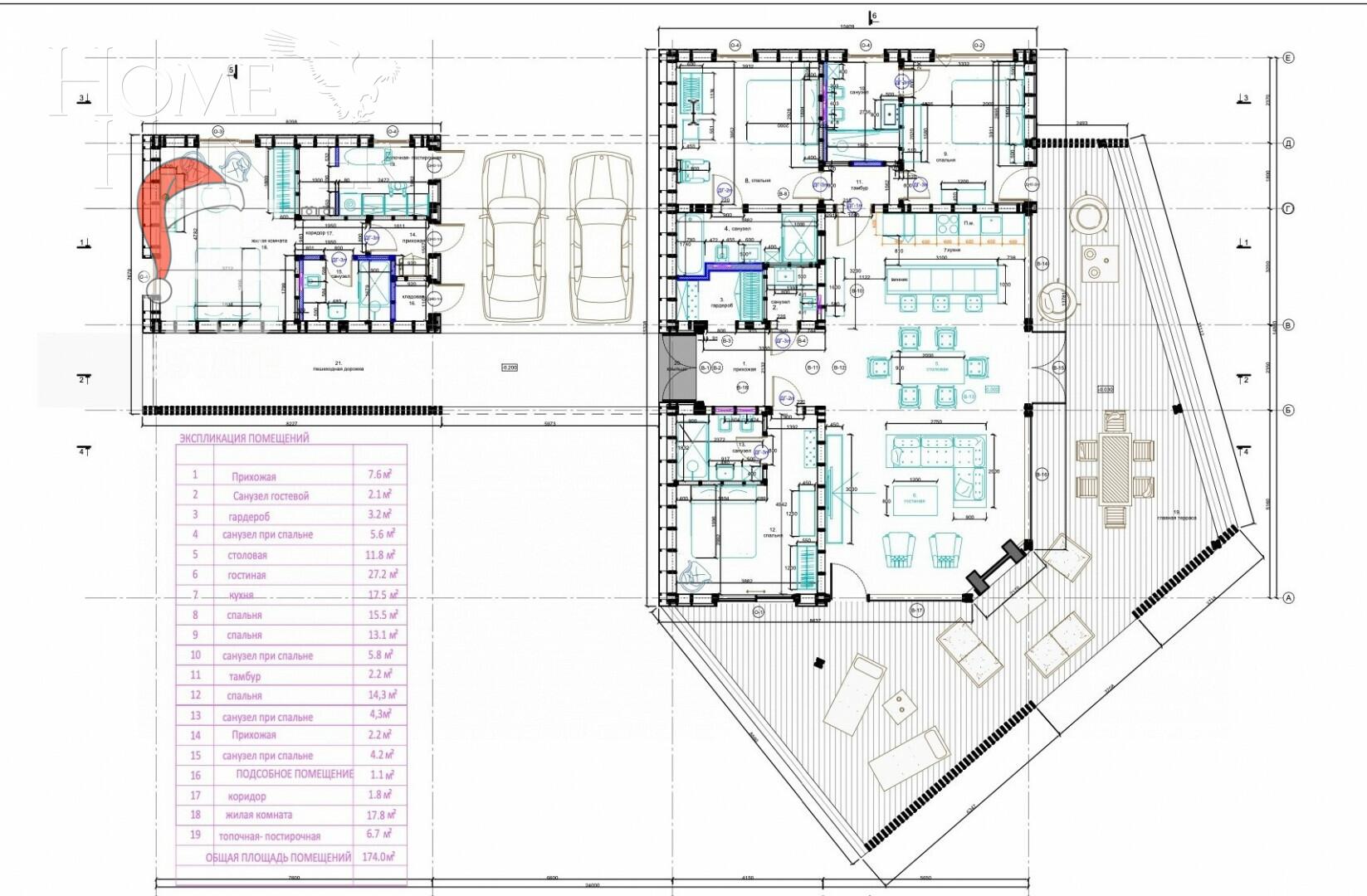 1-этажный коттедж 174 м² с отделкой