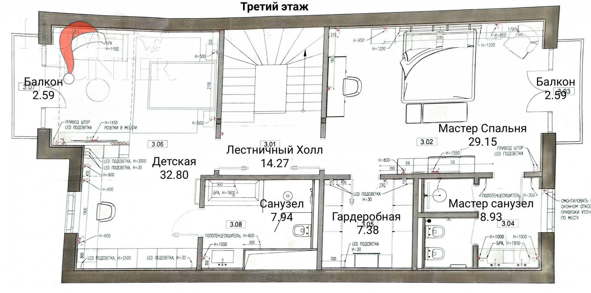 4-этажный таунхаус 395 м² без отделки